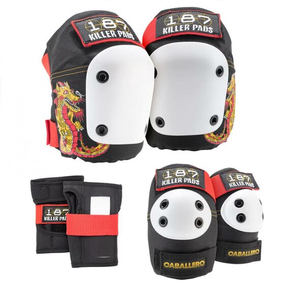 187 killer pads jr. six pack caballero black/red/gold - 187-PCO-0050